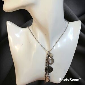 5/$25 Silvertone Forever Charm Pendant Chain Lavalier Negligee Necklace
